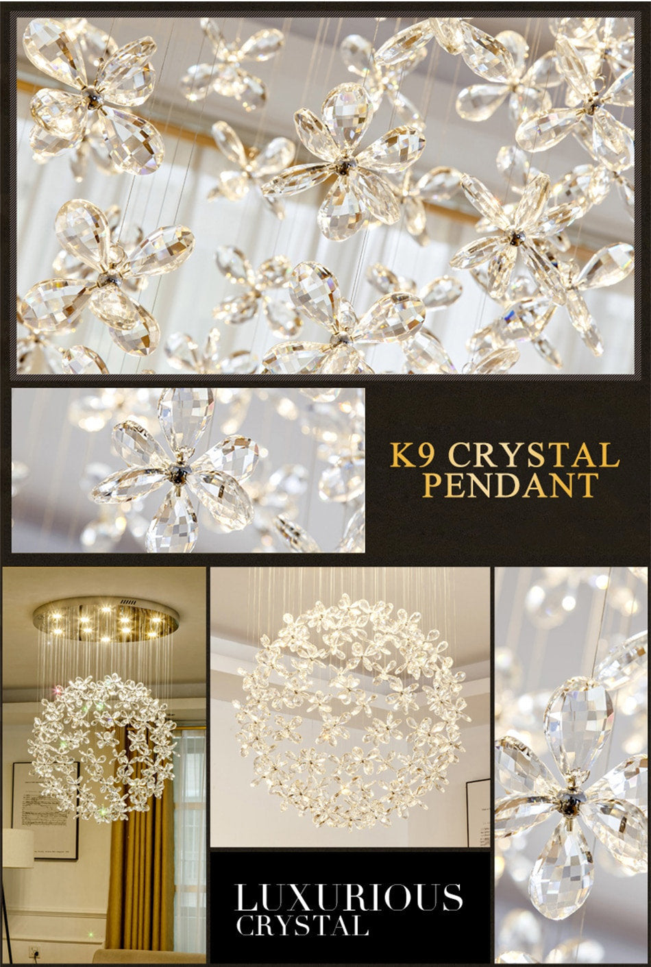 Spherical Ceiling Chandelier with Butterfly Crystals, D31.5xh78.7"By Miron Demid LLC