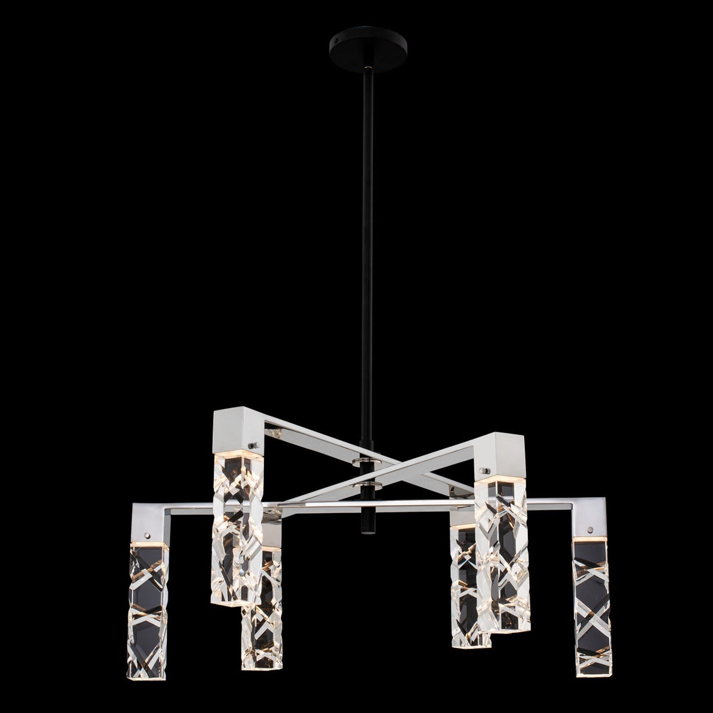 1 Light Contemporary Chandelier by Allegri, Matte Black/Polished Nickel, 23"By Allegri Crystal by Kalco Lighting