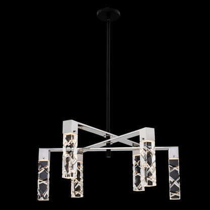 1 Light Contemporary Chandelier by Allegri, Matte Black/Polished Nickel, 23"By Allegri Crystal by Kalco Lighting