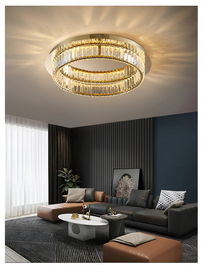 Adrara | Stunning Gold Led Crystal Ceiling Chandelier, 31.5''By Miron Demid LLC