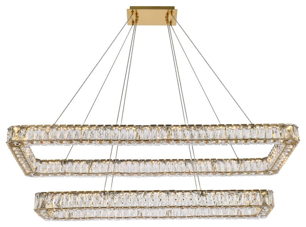 Elegant Lighting 3504G50L2 Monroe 50"W LED Crystal Linear - GoldBy Elegant Furniture & Lighting