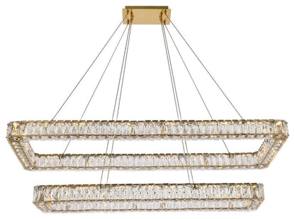 Elegant Lighting 3504G50L2 Monroe 50"W LED Crystal Linear - GoldBy Elegant Furniture & Lighting