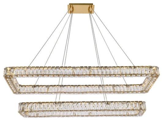 Elegant Lighting 3504G50L2 Monroe 50"W LED Crystal Linear - GoldBy Elegant Furniture & Lighting