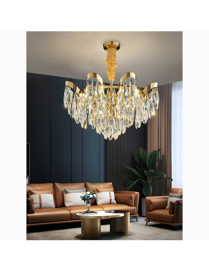 Albisola Superiore | Aristocratic Gold Crystal Ceiling Chandelier, 15 Lights - Dia31.5" / Dia80cmBy Miron Demid LLC
