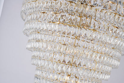 42" 32-Light Gold Metal 9-Tier Chandelier With Clear CrystalsBy Design Living