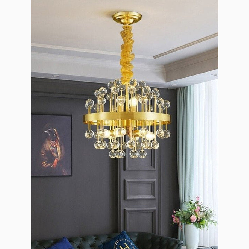 Colorful Modern Living Room Chandelier, Round Crystal, 31.5''By Miron Demid LLC