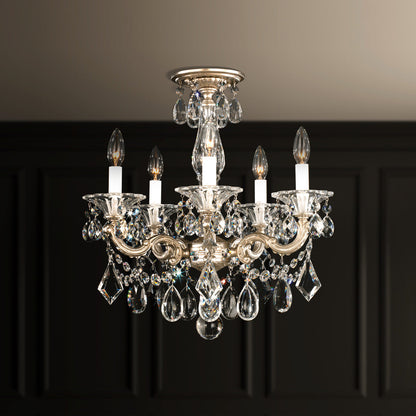 Schonbek 5345-48S 5 Light Crystal Chandelier, Antique SilverBy Schonbek