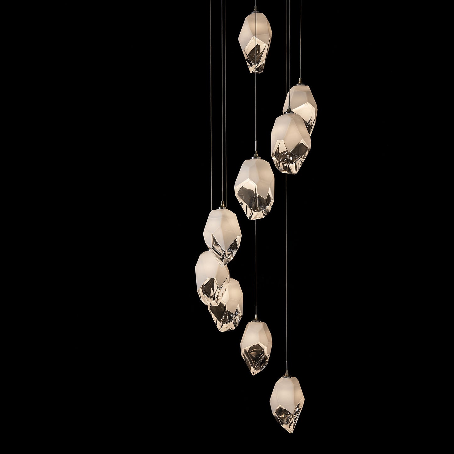 Chrysalis 9-Light Large Crystal Pendant Modern Brass White Crystal LongBy Hubbardton Forge