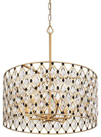 Varaluz 345P06 Windsor 6 Light 25"W Crystal Drum Chandelier - French GoldBy Varaluz