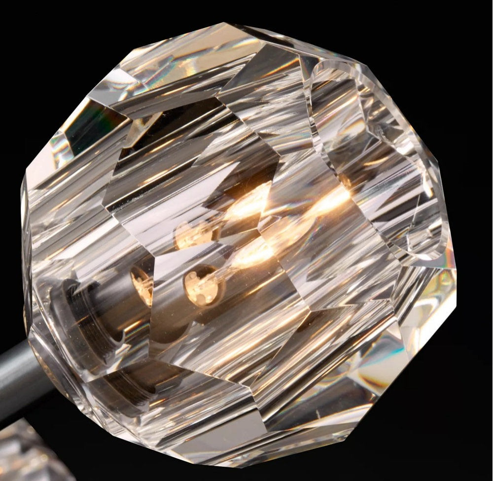 MIRODEMI? Consegudes | Round Grey LED Cut Crystal Ceiling Chandelier, Brass Finish, 23 LightsBy Miron Demid LLC