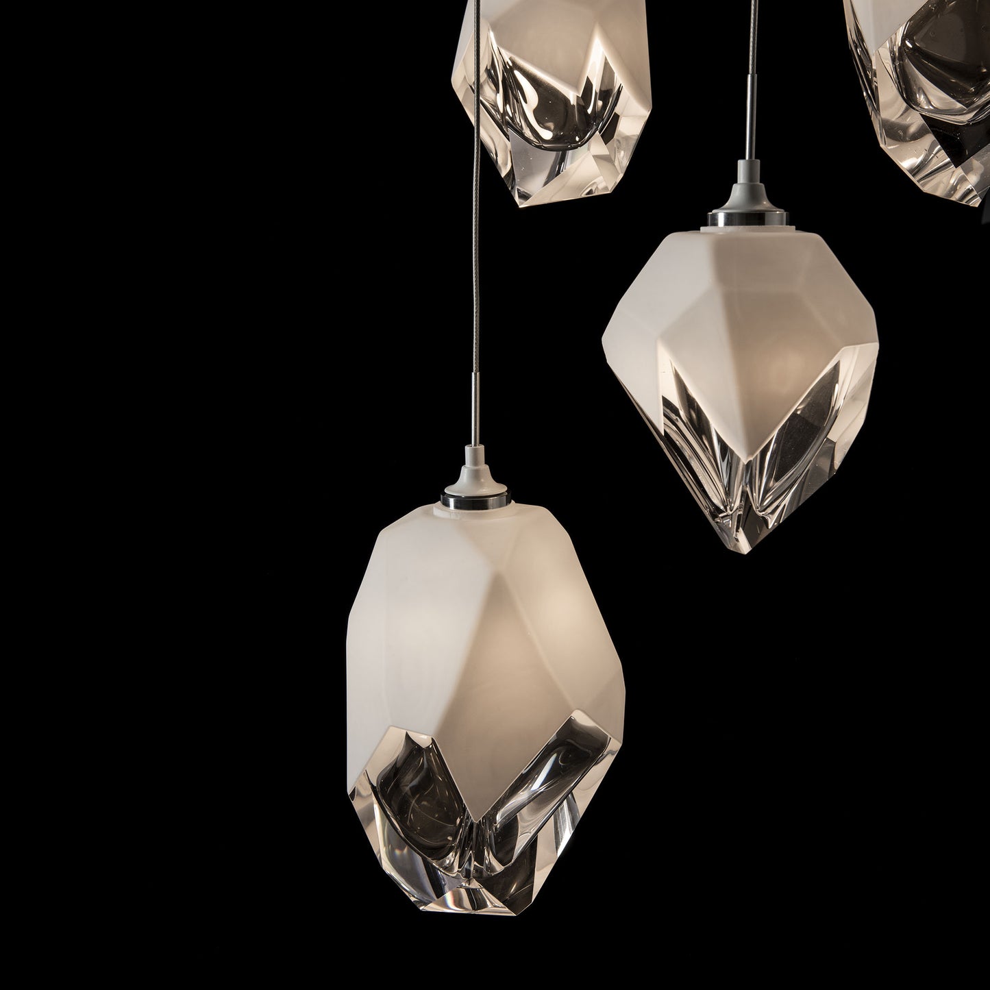 Chrysalis 5-Light Mixed Crystal Pendant White Finish- Long, White CrystalBy Hubbardton Forge