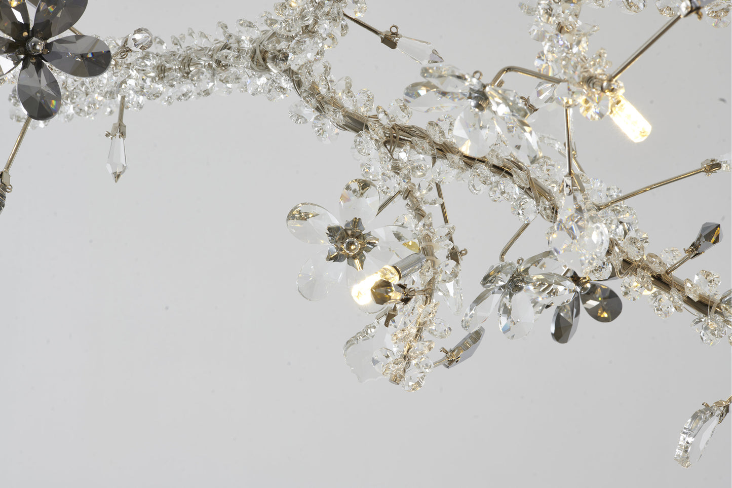 Smoke and Clear Crystal Branch Light Fixture With Clear Beaded Crystal BranchesBy Design Living