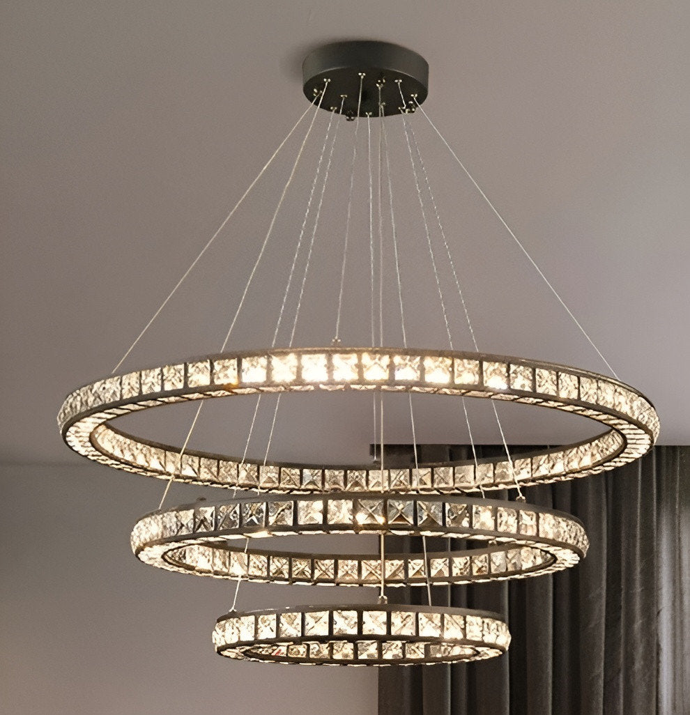 Antwerpen | Ring Gold Crystal Chandelier for Living Room, 17.7*23.6*31.5"By Miron Demid LLC