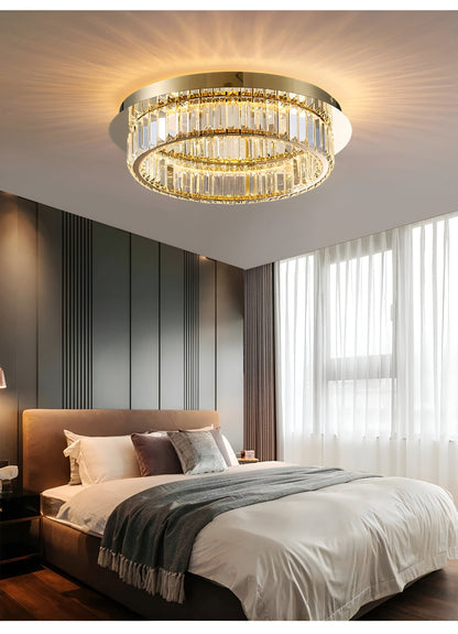 Adrara | Stunning Gold Led Crystal Ceiling Chandelier, 31.5''By Miron Demid LLC