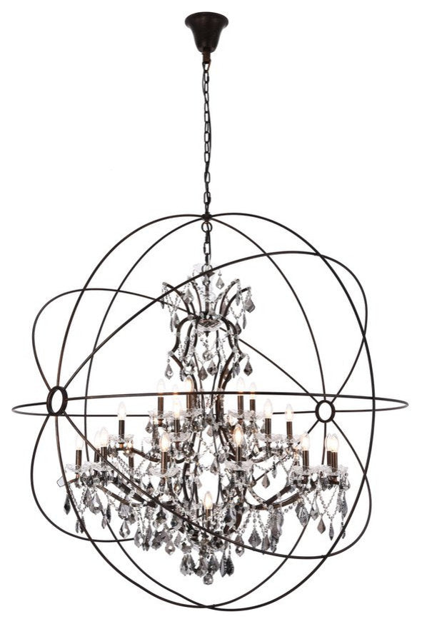 Elegant 1130G60DB-SS/RC Geneva 25-Light Dark Bronze Chandelier Silver ShadeBy Elegant Furniture & Lighting