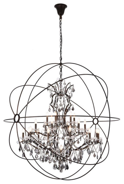 Elegant 1130G60DB-SS/RC Geneva 25-Light Dark Bronze Chandelier Silver ShadeBy Elegant Furniture & Lighting