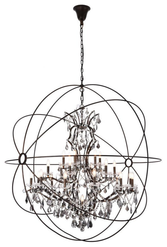 Elegant 1130G60DB-SS/RC Geneva 25-Light Dark Bronze Chandelier Silver ShadeBy Elegant Furniture & Lighting
