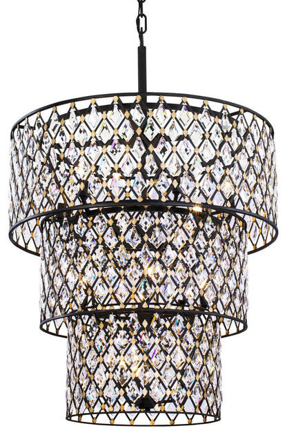 Varaluz 345C13 Windsor 13 Light 32"W Crystal Waterfall Chandelier - Carbon /By Varaluz