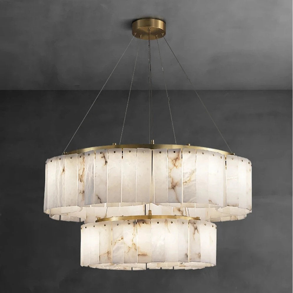 2-Tier Natural Marble Modern ChandelierBy Morsale.com