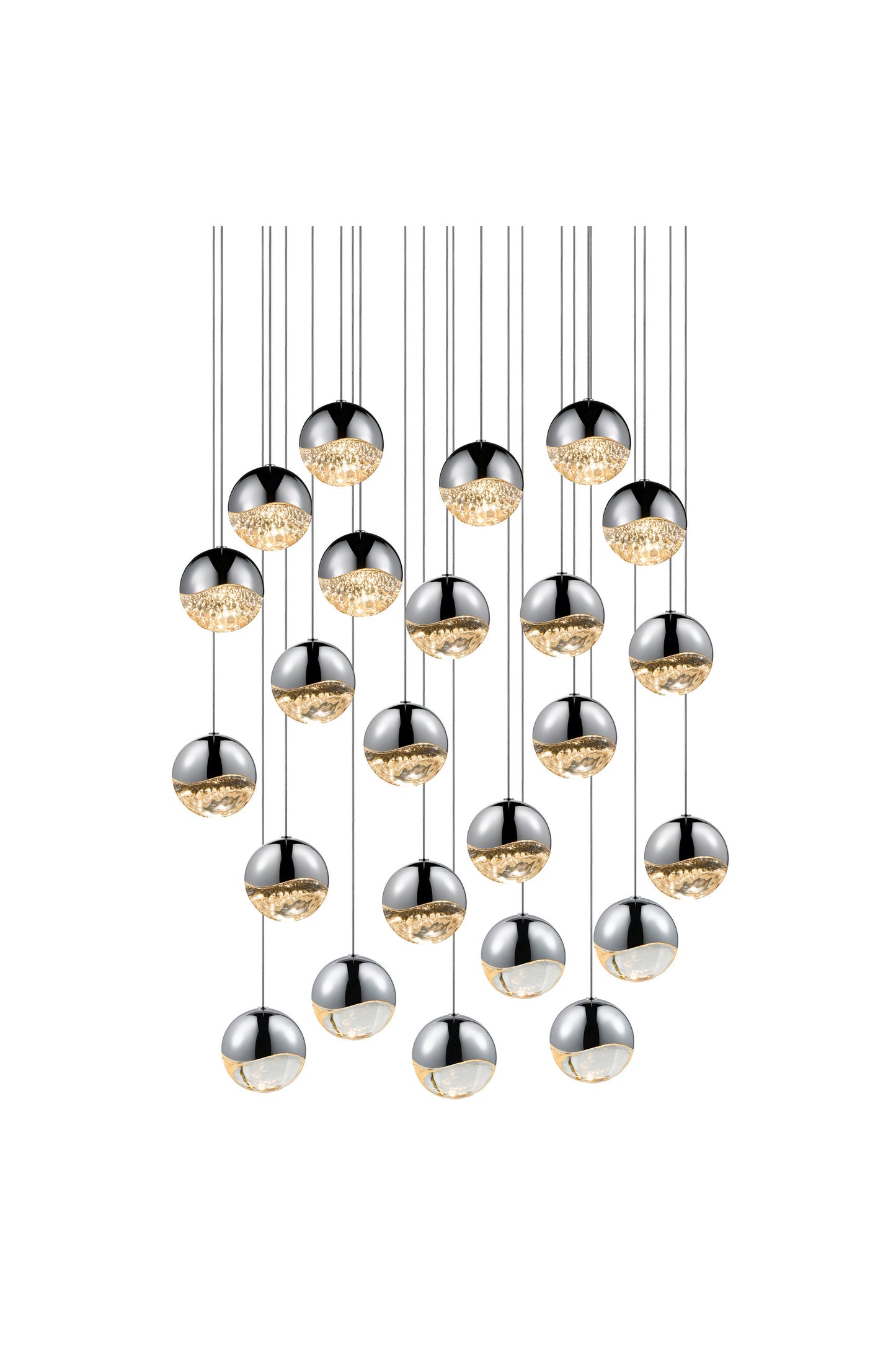 Grapes LED 24-Light Round Canopy Pendant, Polished Chrome, Large GrapesBy SONNEMAN - A Way of Light
