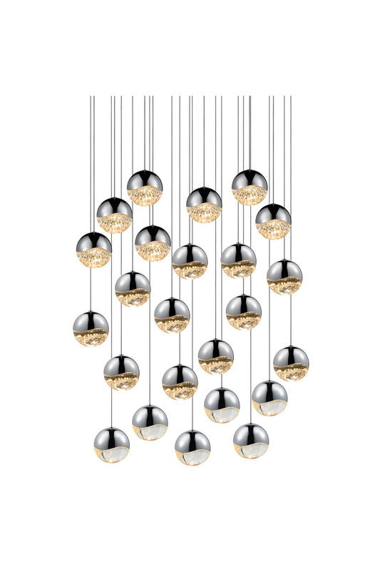 Grapes LED 24-Light Round Canopy Pendant, Polished Chrome, Large GrapesBy SONNEMAN - A Way of Light