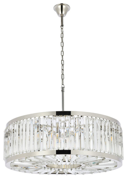 Elegant Lighting 1203D35/RC Chelsea 10 Light 36"W Crystal Drum - PolishedBy Elegant Furniture & Lighting