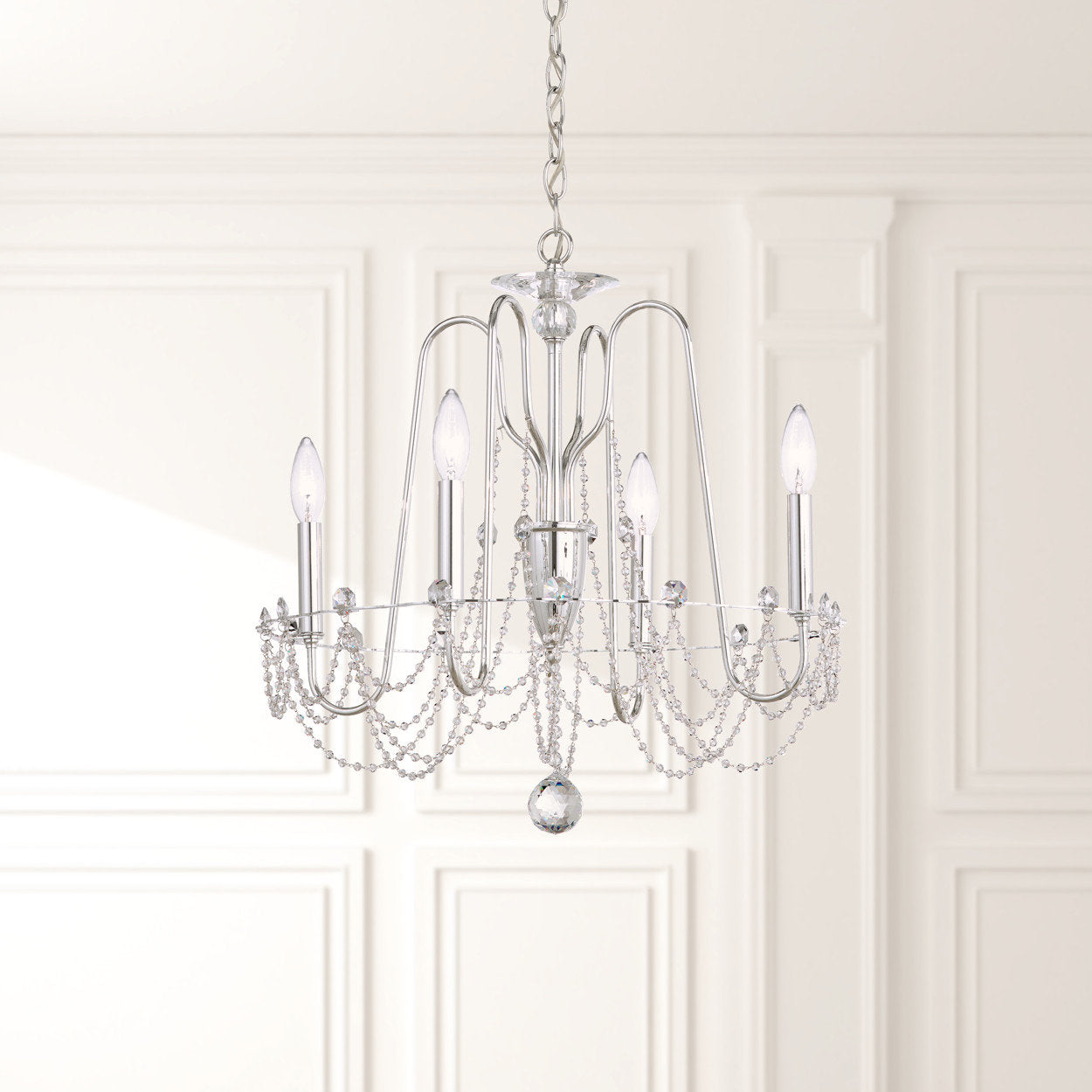 Schonbek Ar1004N-40S 4 Light Crystal Chandelier, Polished SilverBy Schonbek