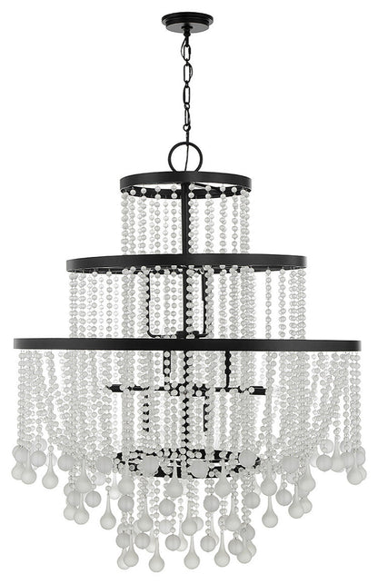 Luna 15-Light Chandelier, Warm Brass or Matte Black, Matte BlackBy Savoy House
