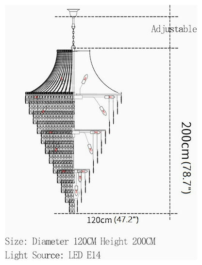 La Croix-sur-Roudoule | Duplex Spiral Crystal Stairway Chandelier, Dia47.2"By Miron Demid LLC