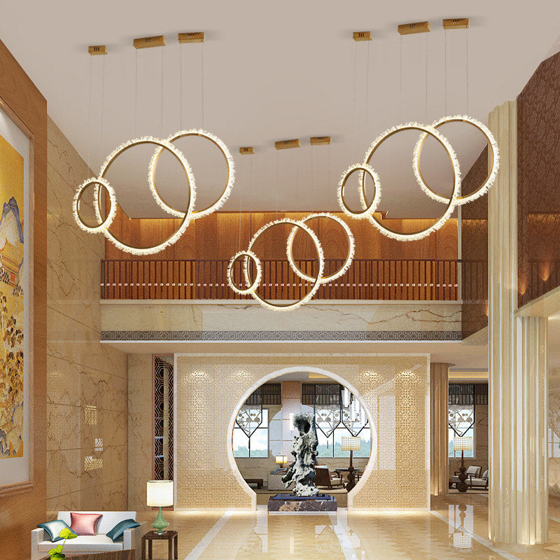 MIRODEMI? Aarau | Crystal Pendant Light in the Shape of Rings, Dia15.7+23.6+31.5", Remote DimmingBy Miron Demid LLC