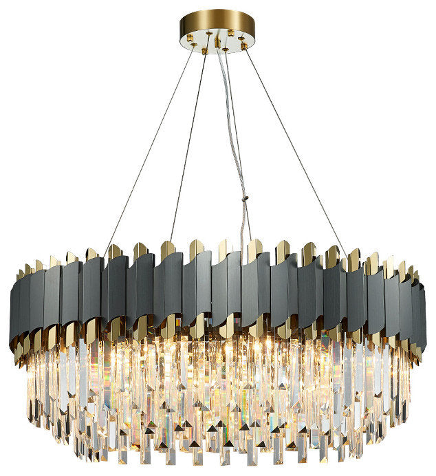 Alfianello | Creative Drum Crystal Hanging Lighting For Living Room, Dia31.5"By Miron Demid LLC