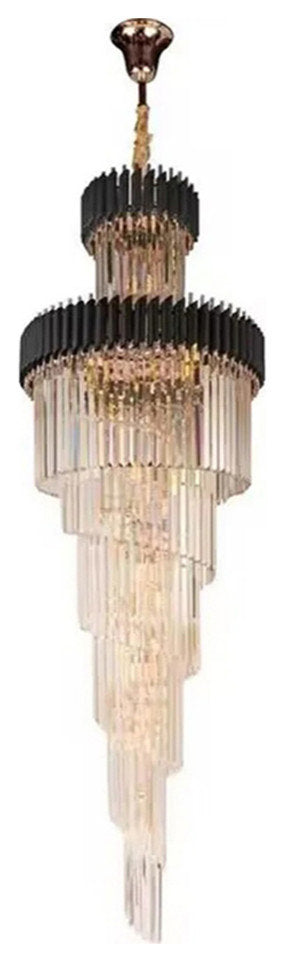 Modern Black Spiral Crystal Chandelier, D39.4"*h157", Warm LightBy LYFAIRS