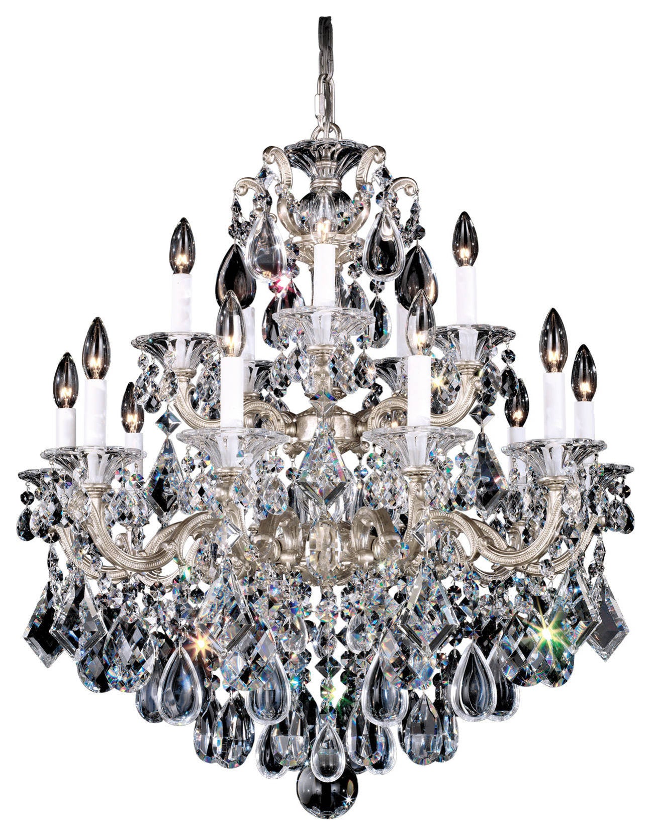 La Scala 15-Light Chandelier in Antique Silver With Clear Heritage CrystalBy Schonbek