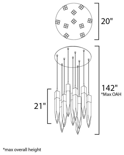 Quartz LED 10-Light PendantBy ET2 Contemporary Lighting