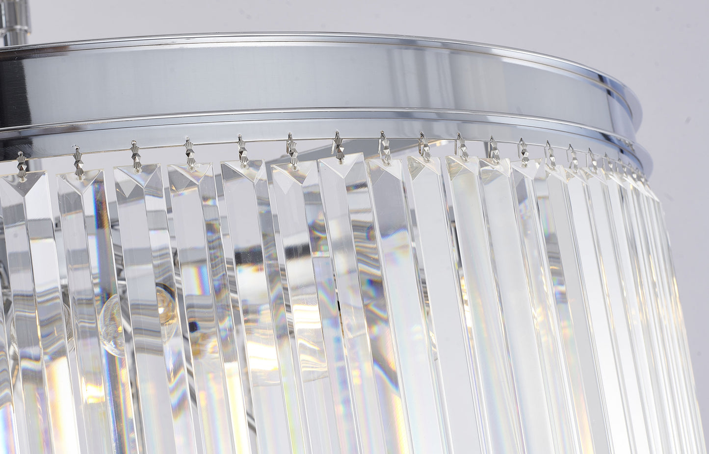 36" 34-Light Brass Metal 7-Tier Chandelier With Clear Crystals, Chrome, D36'' H72''By Design Living