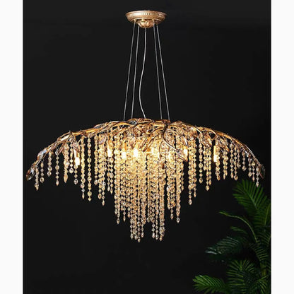 Alfiano Natta | Luxury Gold/Chrome Vintage Crystal Hanging Lamp For Living Room, Gold, Dia26.8"By Miron Demid LLC