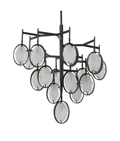 Oversize Glass Oval Slabs Bronze 15 Light Chandelier Modern White Swirl PendantsBy My Swanky Home