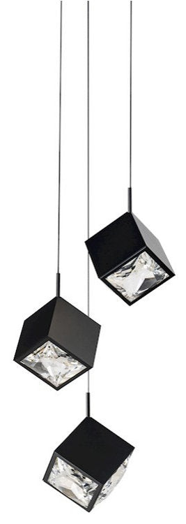 dweLED Ice Cube 3-Light Round Multi LED Pendant 27-30-35-40K, BlackBy WAC Lighting
