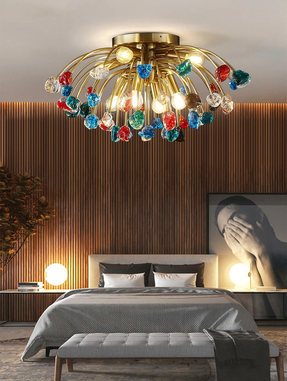 Aggius | Colorful Crystal Led Round Ceiling Chandelier, 23.6", ColorfulBy Miron Demid LLC