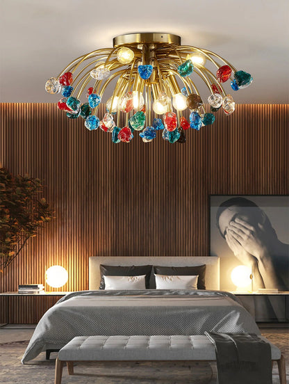 Aggius | Colorful Crystal Led Round Ceiling Chandelier, 23.6", ColorfulBy Miron Demid LLC