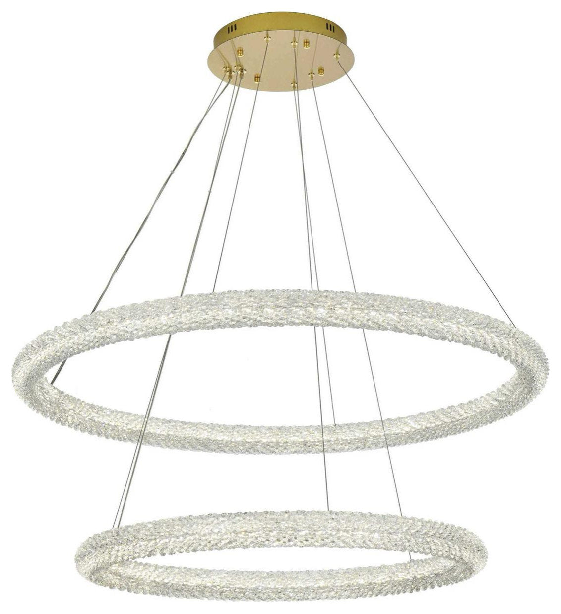 Bowen 2 Light Chandelier, Satin GoldBy Elegant Furniture & Lighting