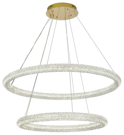 Bowen 2 Light Chandelier, Satin GoldBy Elegant Furniture & Lighting