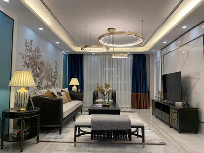 Zeddiani | Gold Rings Led Crystal Chandelier for Bedroom, 3 Rings 7 BasesBy Miron Demid LLC