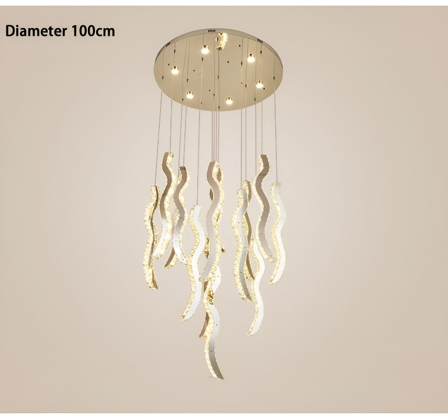 Menaggio | Gold Crystal Wave Light Fixture, Gold, 47.2'' (17 Lights)By Miron Demid LLC