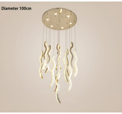 Menaggio | Gold Crystal Wave Light Fixture, Gold, 47.2'' (17 Lights)By Miron Demid LLC