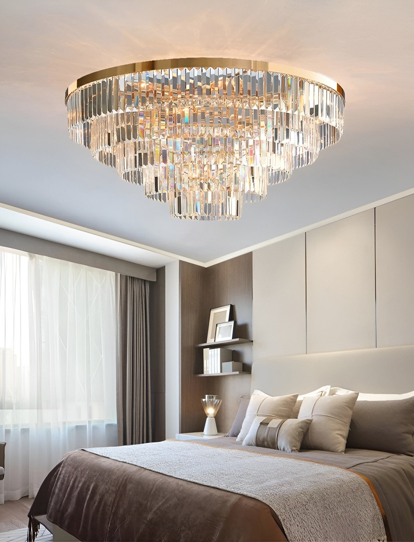 Afragola | Contemporary gold crystal ceiling chandelier, 5 LayersBy Miron Demid LLC