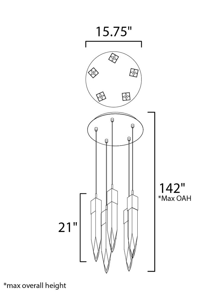 Quartz LED 5-Light PendantBy ET2 Contemporary Lighting