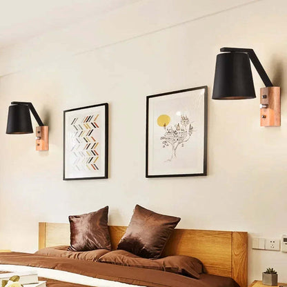 Solid Wood & Glass Wall Lamp �C Bedroom Bedside or Bar Aisle Light