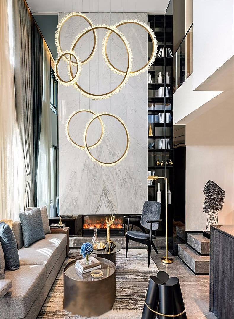 MIRODEMI? Aarau | Crystal Pendant Light in the Shape of Rings, Dia15.7+23.6+31.5", Cool LightBy Miron Demid LLC