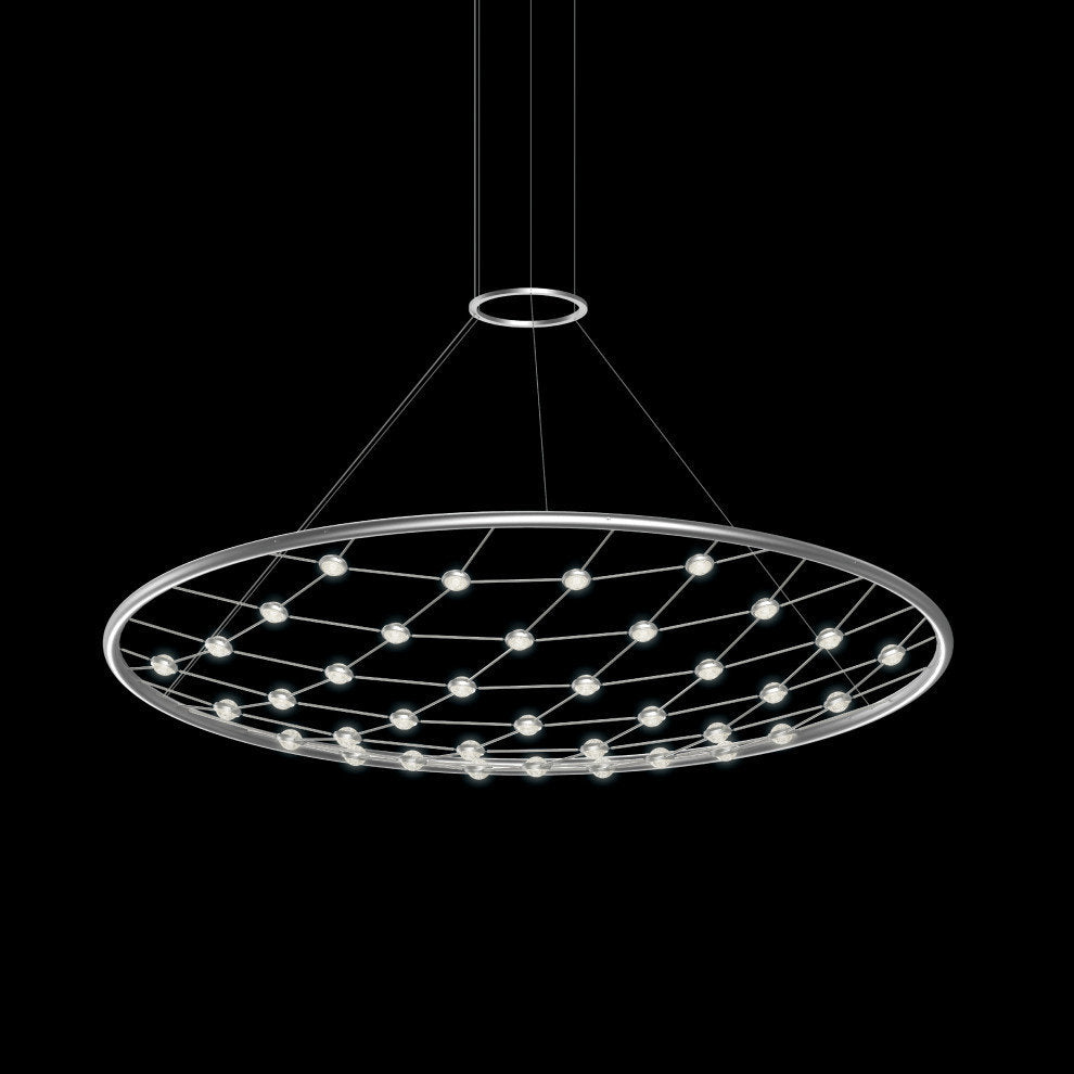 Constellation Galaxy Matrix Round LED Pendant, Bright Satin Aluminum, 48"By SONNEMAN - A Way of Light